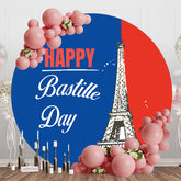 Aperturee - Blue Red Eiffel Tower Round Bastille Day Backdrop